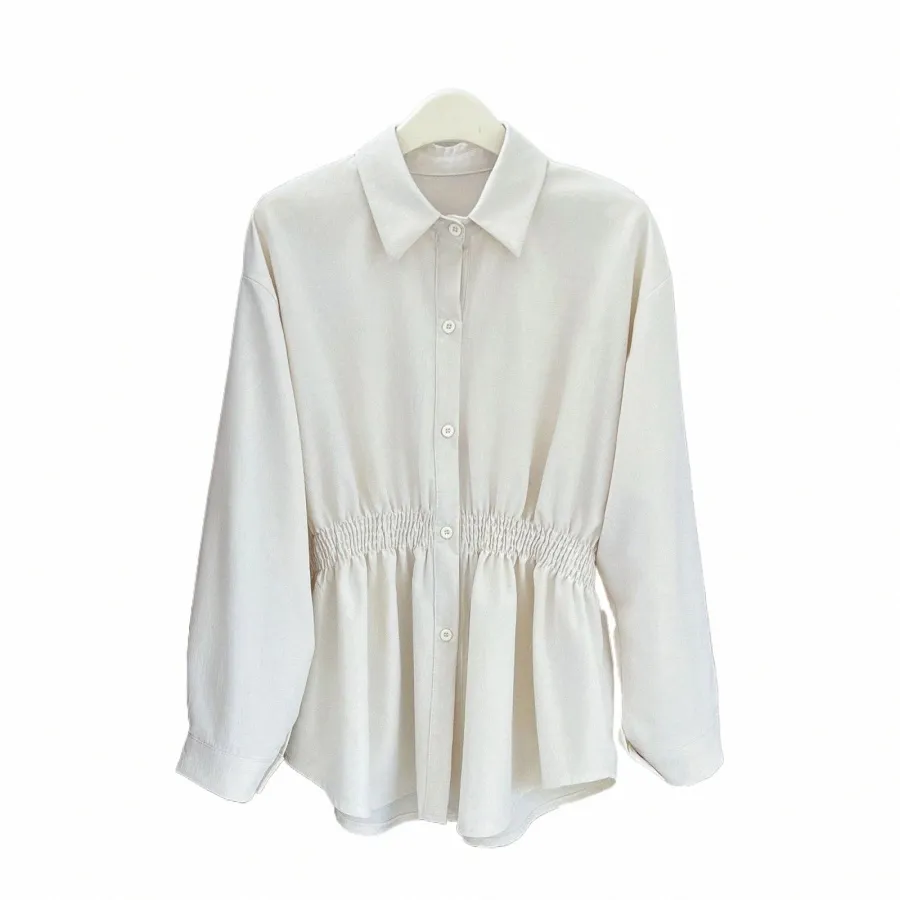 Prosta elastyczna koszula w talii Kobiety jesienne zima w rozmiarze 2023 Casual Cailing Temperament Osobanie Bluzki LG Tops i5ky#