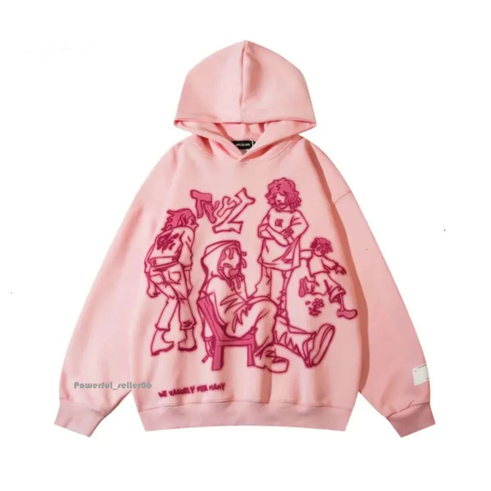 Sweats à capuche pour hommes Sweatshirts Aelfric Eden Mens Y2k Cartoon Line Character Print Sweat à capuche Harajuku Hip Hop Sweatshirt Pull à capuche Streetwear Casual Tops 7624