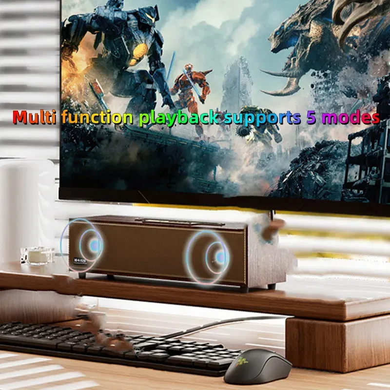 Altavoces High Powerwooden Desktop Retro Strip Strip inalámbrico Bluetooth altavoz Subwoofer de altavoz dual Echo Wall Caixa de Som