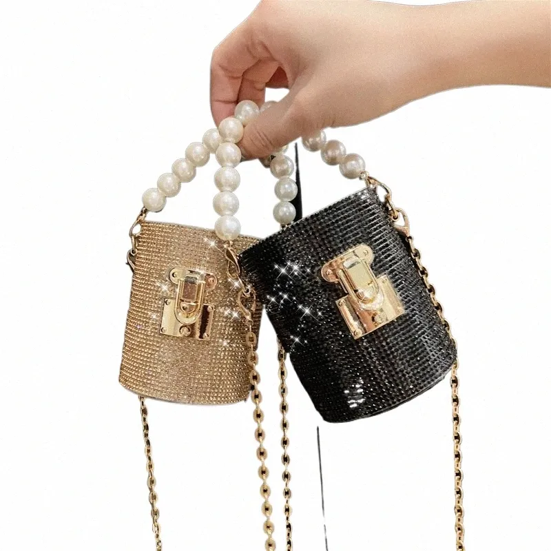 mini Shoulder Bags For Women Metal Chain Lipstick Pouch Shining Bling Design Cute Cylindrical Box Mini Purse Lady Crossbody Bag s0sK#