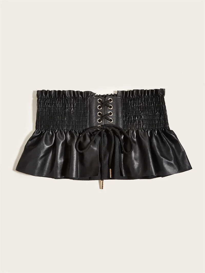 PU Leather Wide Lace-Up Corset Belt 10cm Wide Underbust  display picture 3