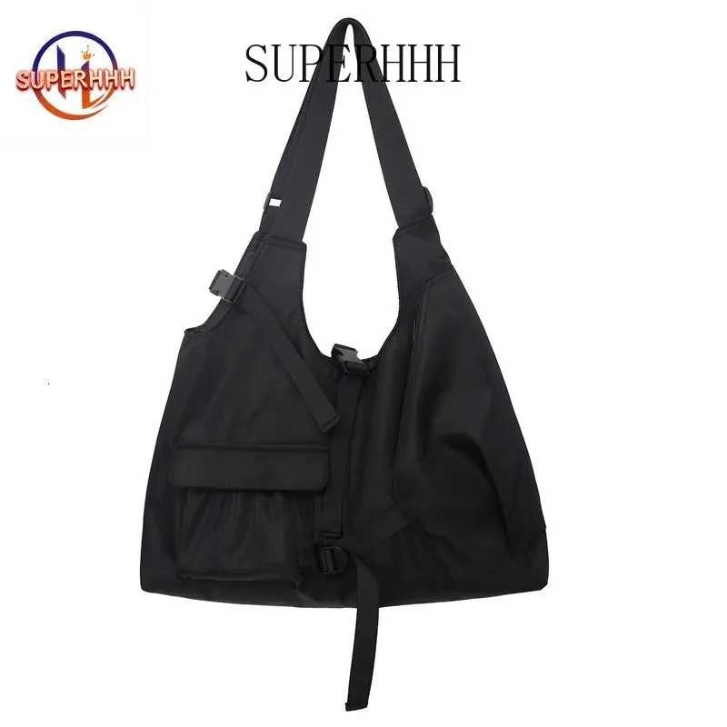 Fashion Summer Highcapacity Handbag Nylon Workwear Ladies Korean Style Hobos Bag Youth Crossbody Shoulder 240326