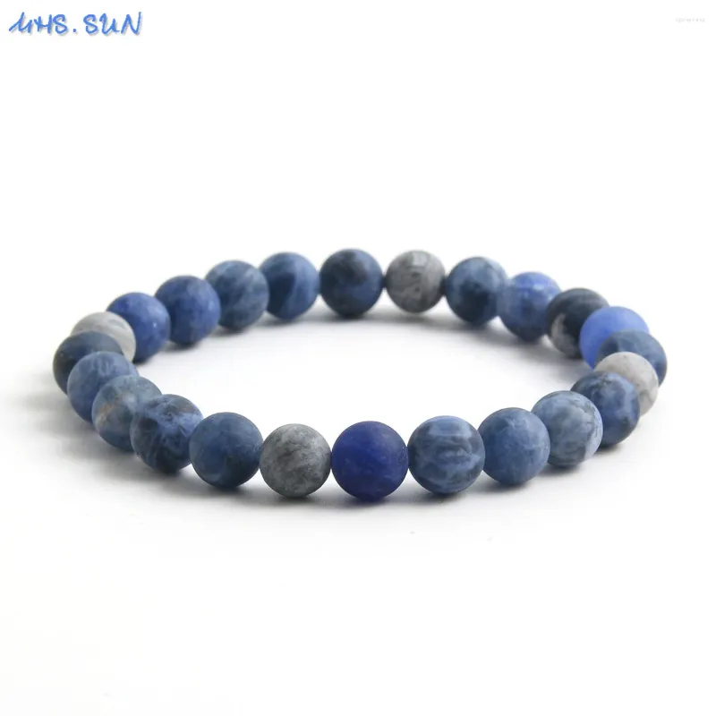 Strand MHS.SUN Pulsera de cuentas de piedra de sodalita azul natural curativa hecha a mano para mujeres joyería diaria elástica Yoga salud para hombres regalo del alma