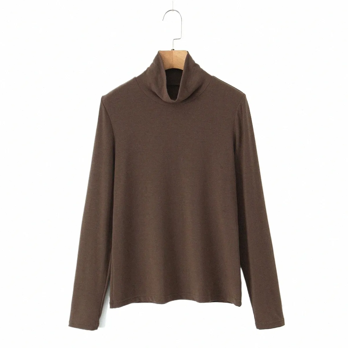 Grundläggande fast färg Turtleneck fransk mjuk t-shirt plus storlek kvinnor kläder god kvalitet höst vinter slim lg hylsa topp l4g7#