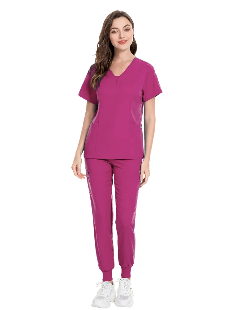 Slim Fit Women Scrubs sätter sjuksköterska Tillbehör Medicinsk enhetlig sjukhus Dental Clinical Workwear Kläder Kirurgiska övergripande kostymer