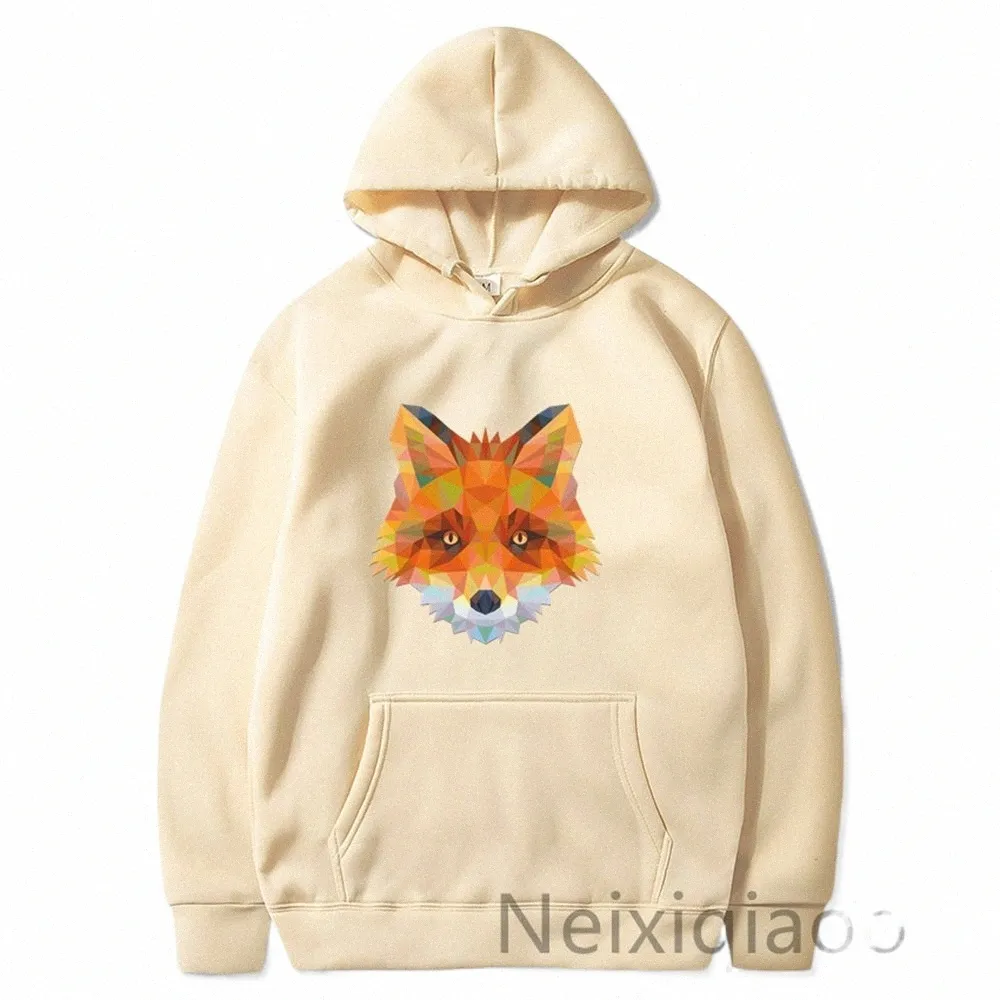 Plus Size Gem Fox Imprimir Mulheres Homens Hoodies Estilo Coreano Roupas Kawaii Moletom Bonito Carto Fox Gráfico Feminino Streetwear d1Gc #