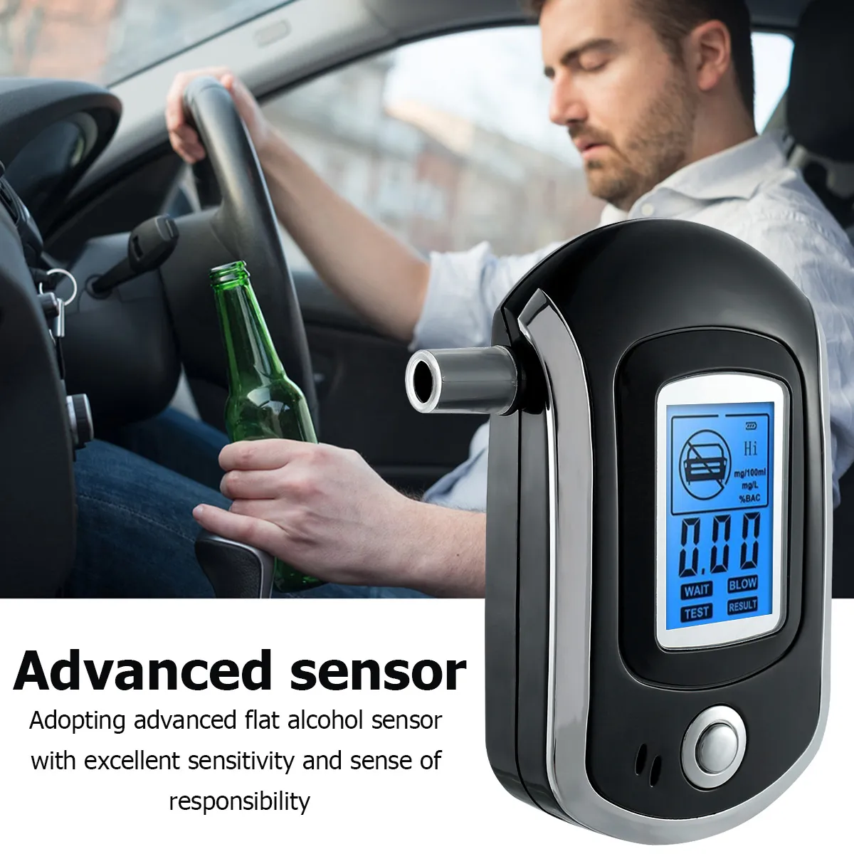 Professional Digital Breathalyzer With LCD Display For Driving Mini