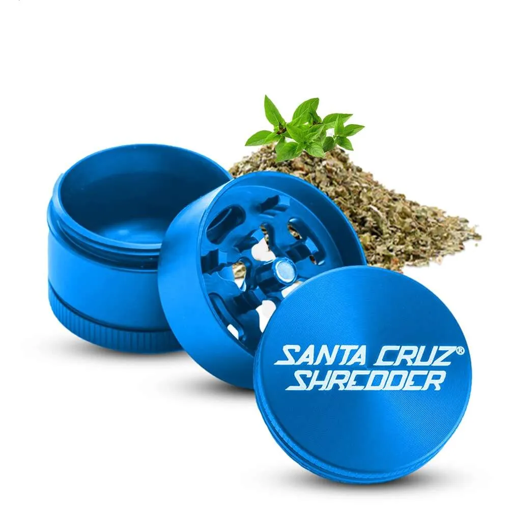 Santa Cruz Shredder Herbal Grinder 3-stycksuppsättning, medium 2 1/8 tum (cirka 6,3 cm) Premiumhandtag och aluminium (blå)