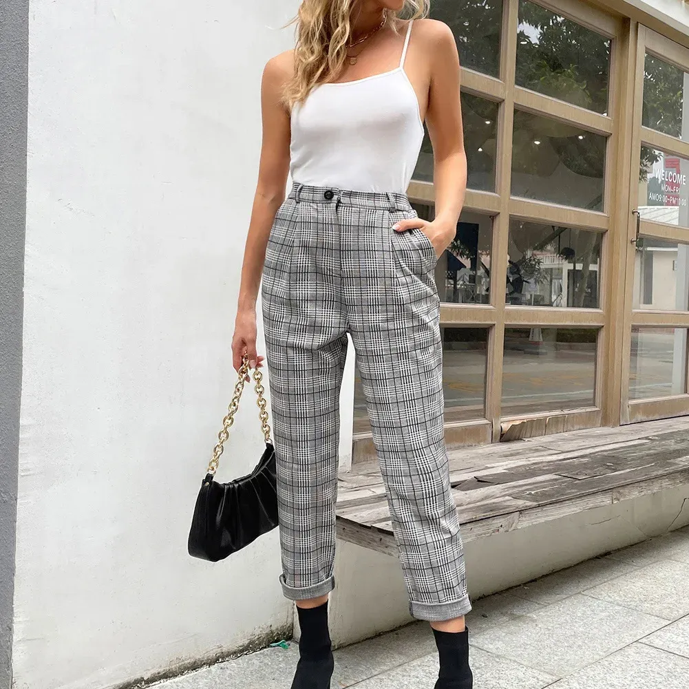 Fashion Cropped Pants Womens Women's Fashion Cropped Pants Plaid