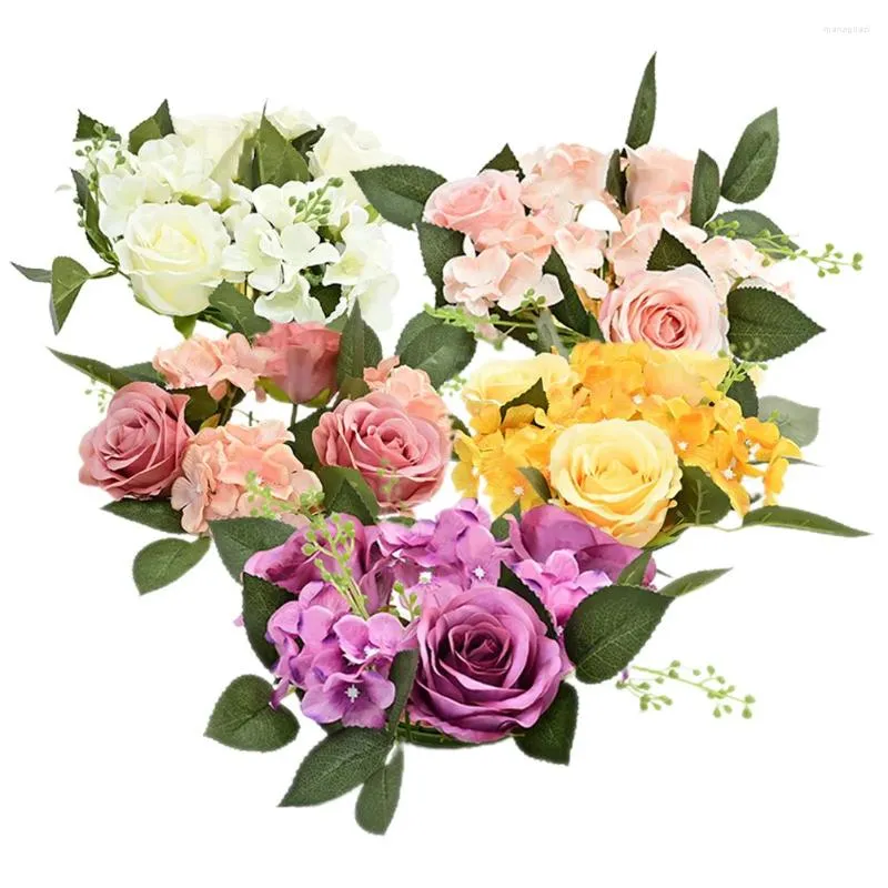 Guirlande de fleurs décoratives, chandelier artificiel, anneaux, couronnes de fleurs, piliers de fête, décoration de mariage, plante d'ornement de Table