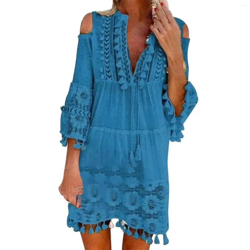 Bohemian Crochet White Summer Women Knee-Length Dress with Flutter Short  Sleeve and Peplum Detail from Dhgate Basic & Casual Dresses - price 31.37