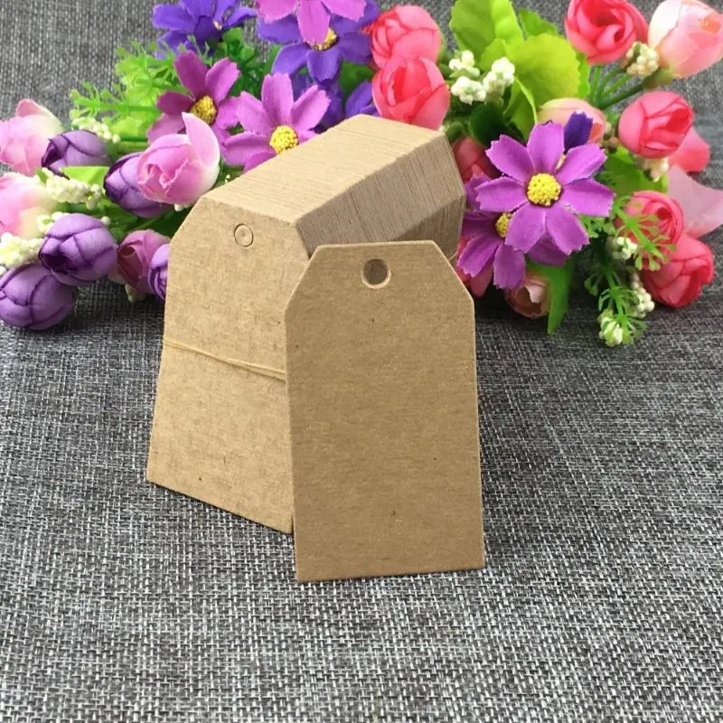 Party Decoration 200pcs 7x4cm Vintage Kraft Blank Hang Tag Paper Wedding Cards Retro Gift