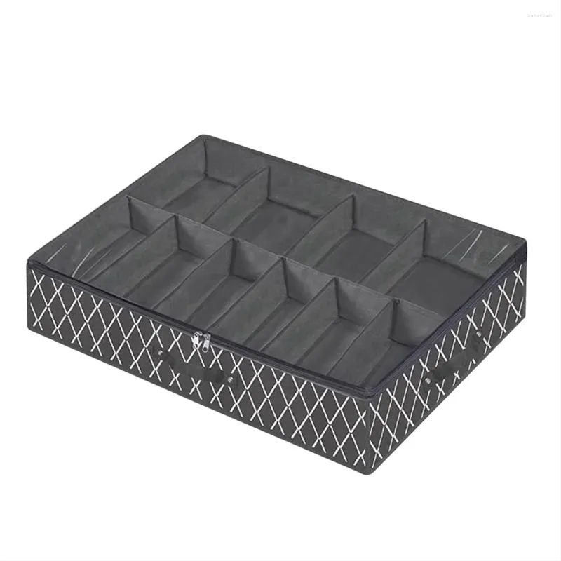 Cuillères sous le lit boîte de rangement de chaussures organisateur de tiroir pour pliable 12 paires de chaussures noir (B)