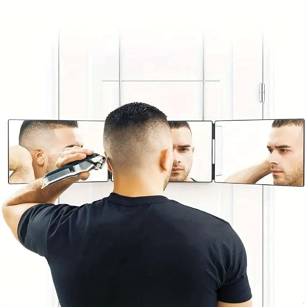 3 Way Cięcie włosów, Trifold Mirror z regulowanym hakiem teleskopowym, do użytku makijażu i stylizacji