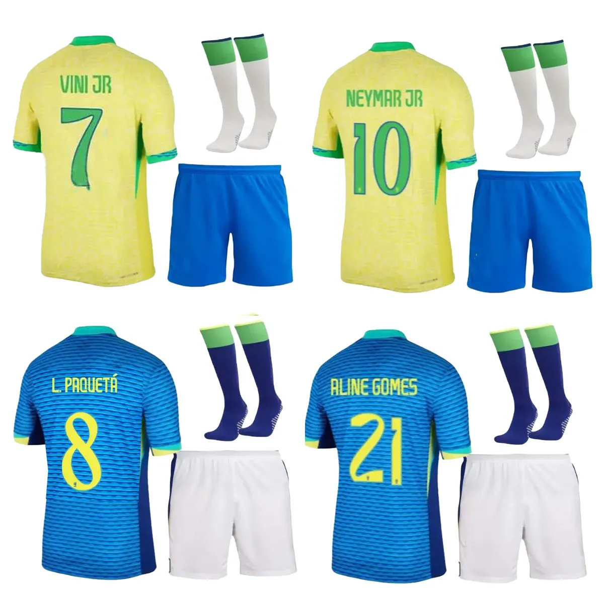 Kids Football Brazils Kit Copa America Cup Soccer Jerseys Camiseta de Futbol Paqueta Raphinha Football Shirt Maillot Vini Jr Brasil Richarlison Neymar