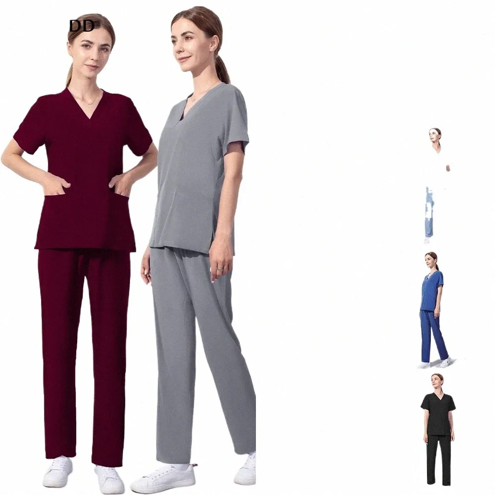 Pet Shop Uniforme Cirúrgico Pet Grooming Macio e Confortável Workwear Uniformes de Enfermeira Médica Mulheres Esfoliantes Define Roupas Finas e Leves t706 #