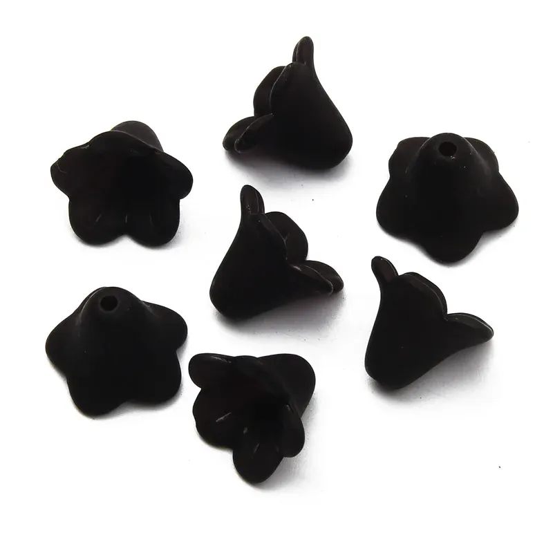 100-Piece Flower Petal Beads Mix - Alloy Spacer Charms, Bead Caps, And Findings For Jewelry Making - 11-14mm