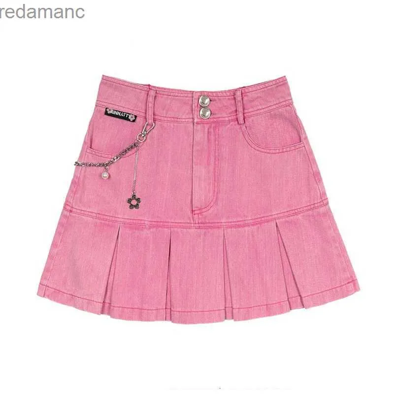 Юбки-шорты Юбка Женская юбка-шорта для девочек Kawaii Punk Летняя одежда Розовые юбки Y2k Женская мини-юбка Джинсовая юбка Юбки 240330