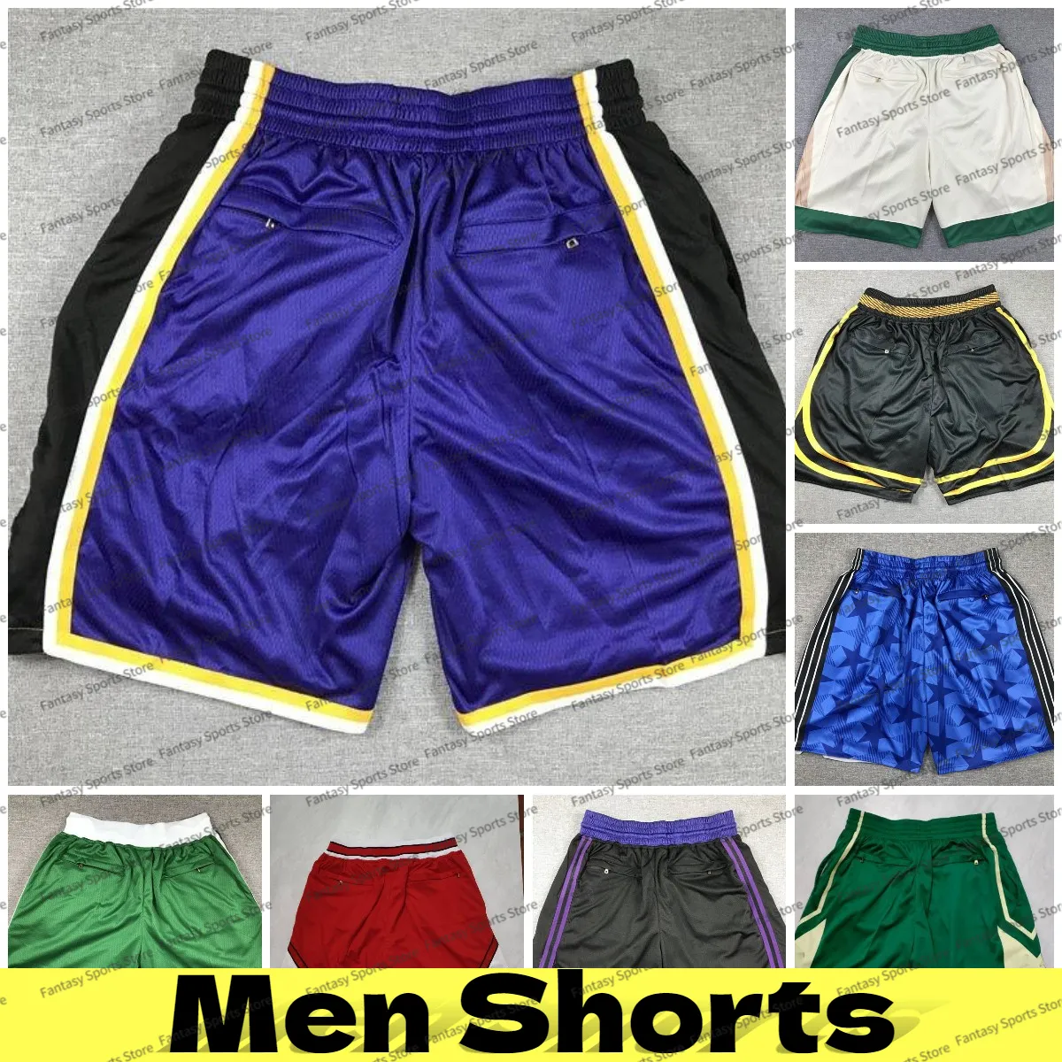 Team basket shorts nya fickbasket sport shorts pantaloncini byxa blå svart mens ficka blixtlås utomhus byxor