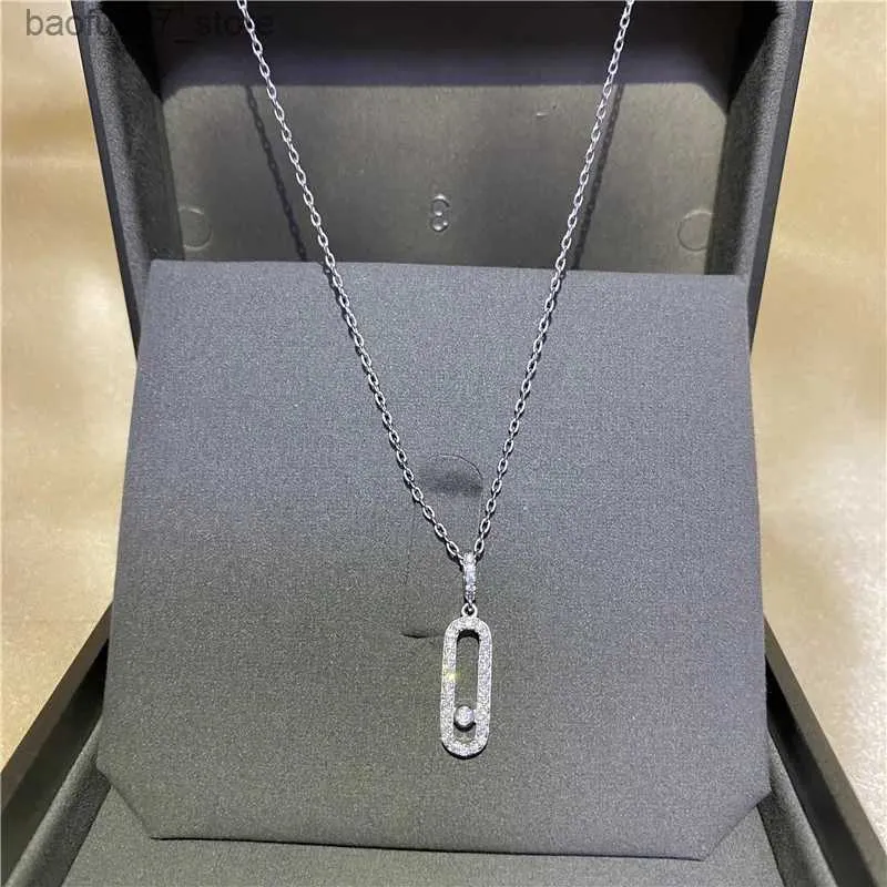 Colliers pendentifs Collier UNO pour femme en argent sterling S925 avec diamants.Un diamant en mouvement.Haute Joaillerie Française OriginaleQ240330