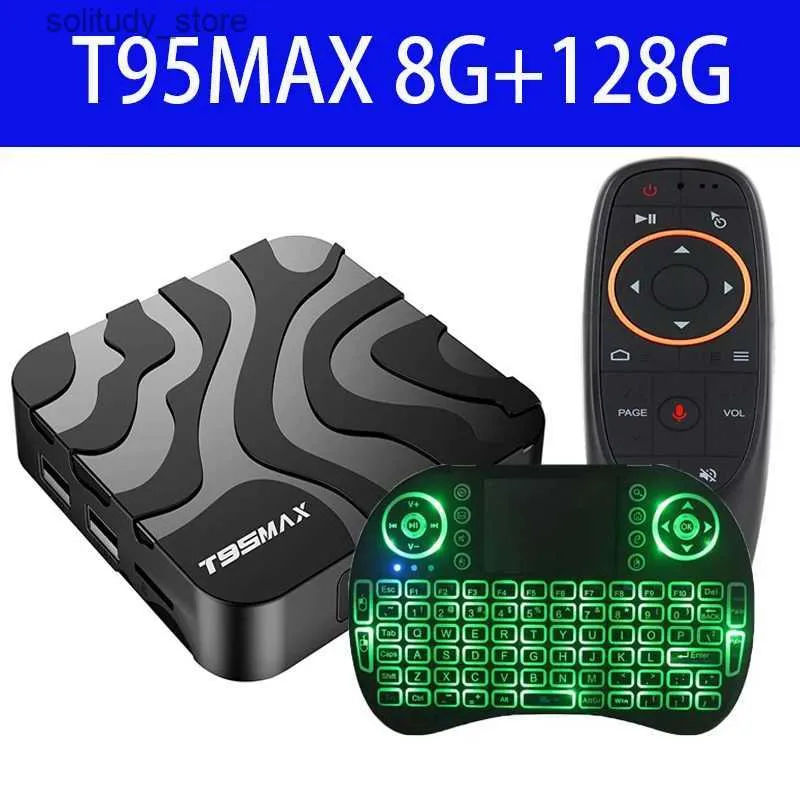 Décodeur H618 Smart TV Box T95 MAX Android 12 6K 3D Wifi 2,4G 5,8G Ram 8G Rom 128 Go 64 Go BT Google Voice Media Player Décodeur rapide Q240330