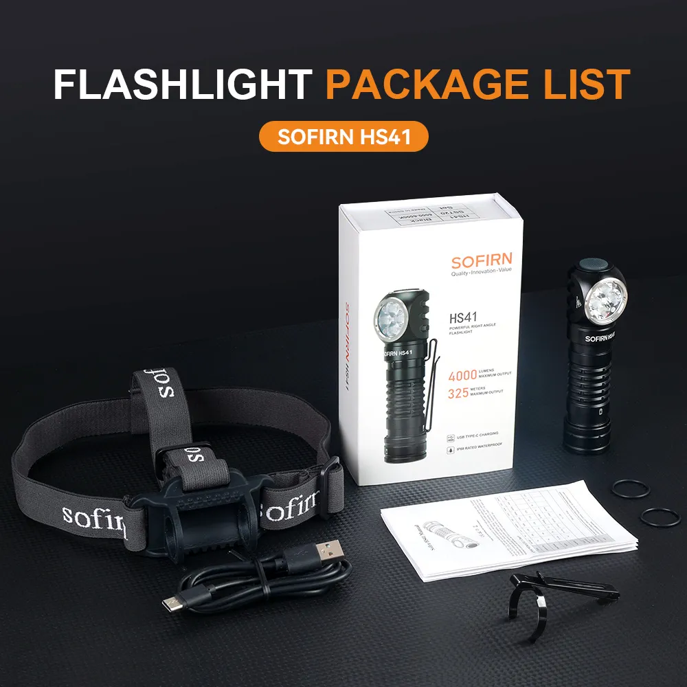 ライト・ランタン SOFIRN HS 41 5000K Sofirn HS41 4000 Lumens Rechargeable Headlamp USB C Right