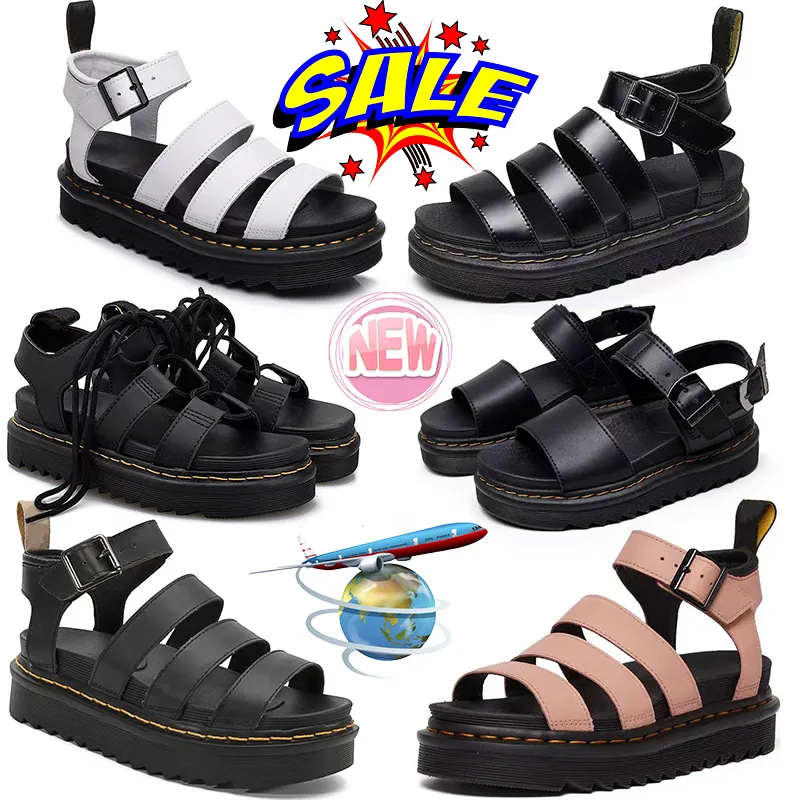 Slaytlar Kadın Moda Köpük Kauçuk Platform Tasarımcı Sandalet Deri Sole Dişli Hollow Toe Cap Ladies Sıradan Plaj Yükselten Roman Martin Sandal Gladyatör