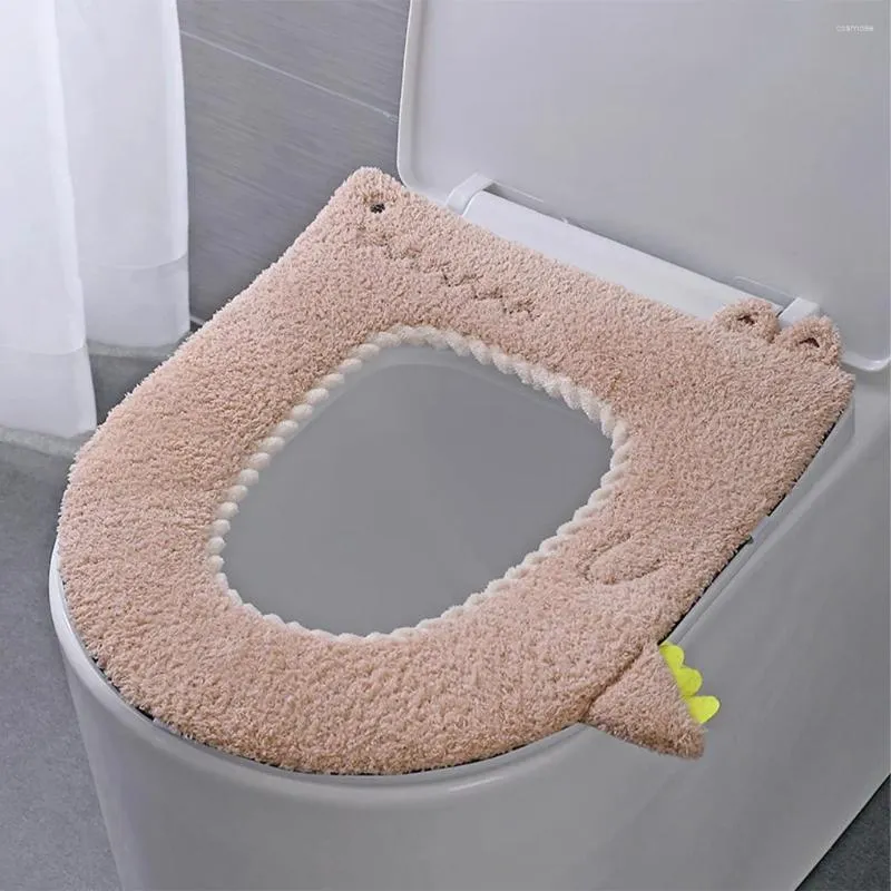 Toalettstol täcker söt tecknad förtjockar täckmatta vinter varm mjuk tvättbar närmattning fodral lock pad bidet