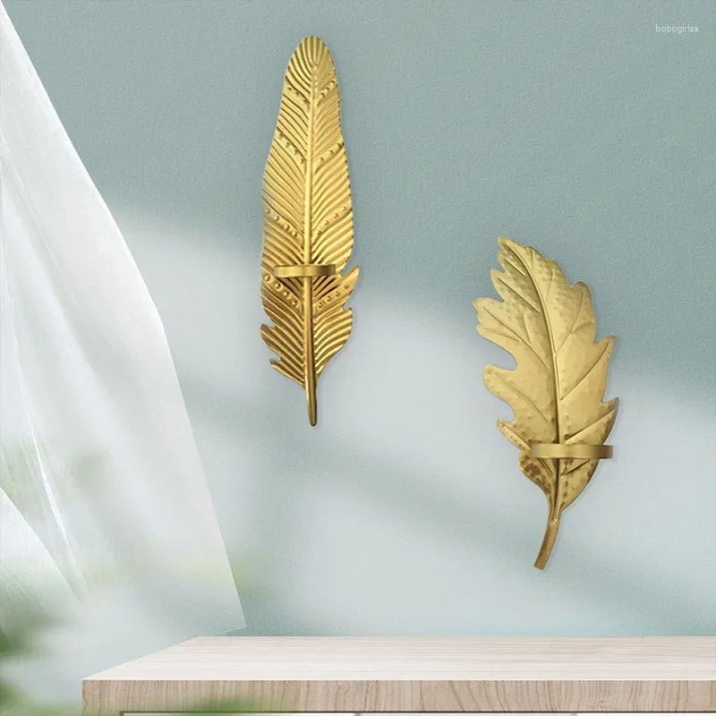 キャンドルホルダーの葉の壁ぶら下げろうそく立てゴールドカラーキャンドルホルダーリビングルームベッドルームのための創造的な装飾補助