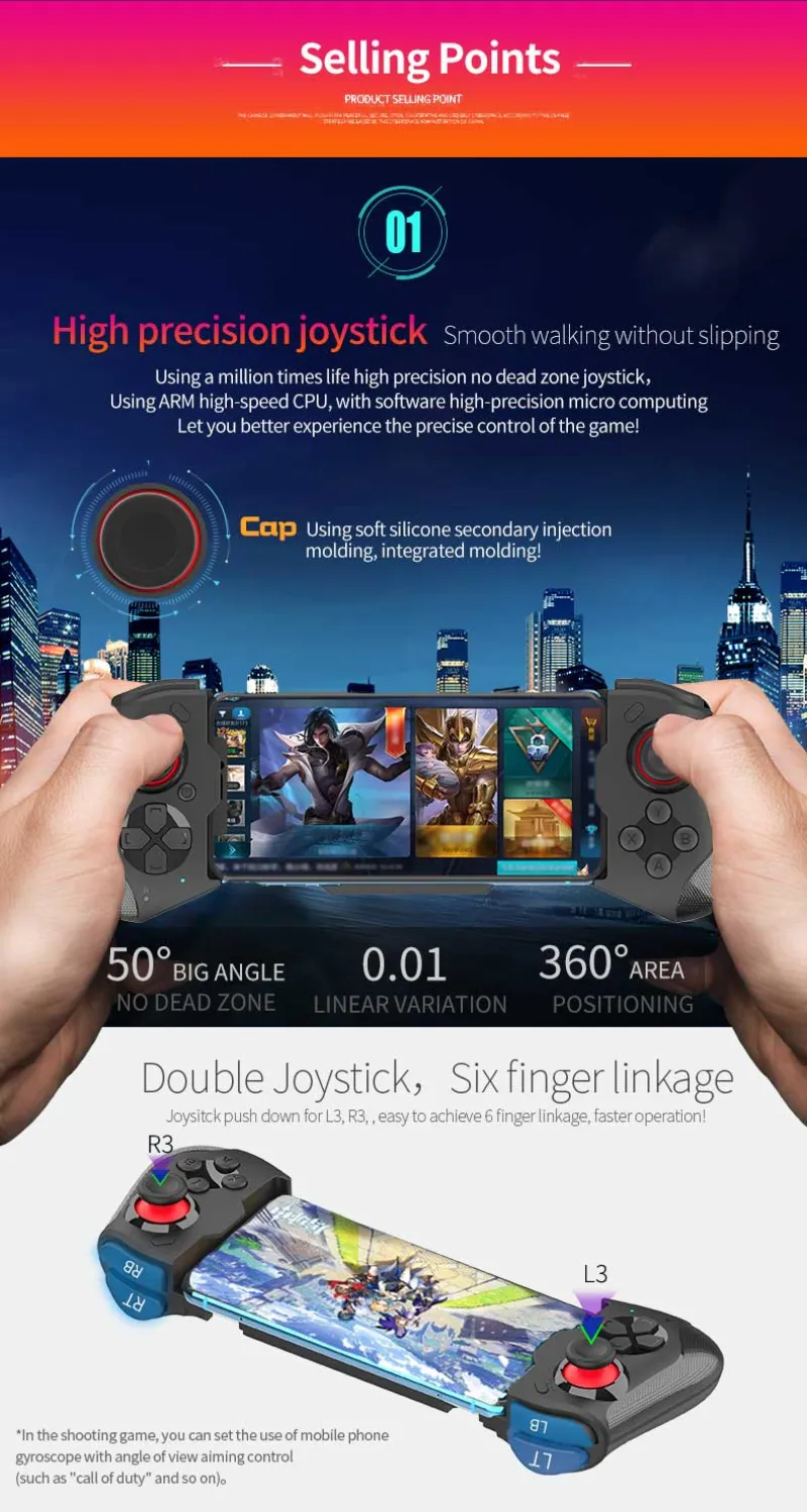 Cell Phone Gamepads For IPhone Android Bluetooth Controller Trigger ...