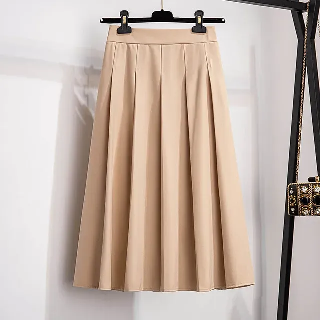 DHgate 155kg Plus Size Women s Summer Loose A Line Pleated Skirt 5XL 6XL 7XL 8XL 9XL 10XL High Waist Temperament Skirt Bblack Apricot L2w3 Apparel