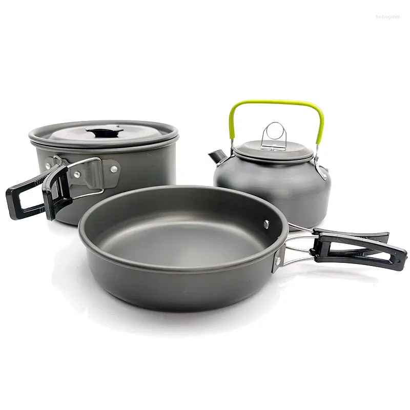 Kookgereisets 1 set Outdoor Camping Aluminium Potten Pannen Picknick Koken Antikleefservies