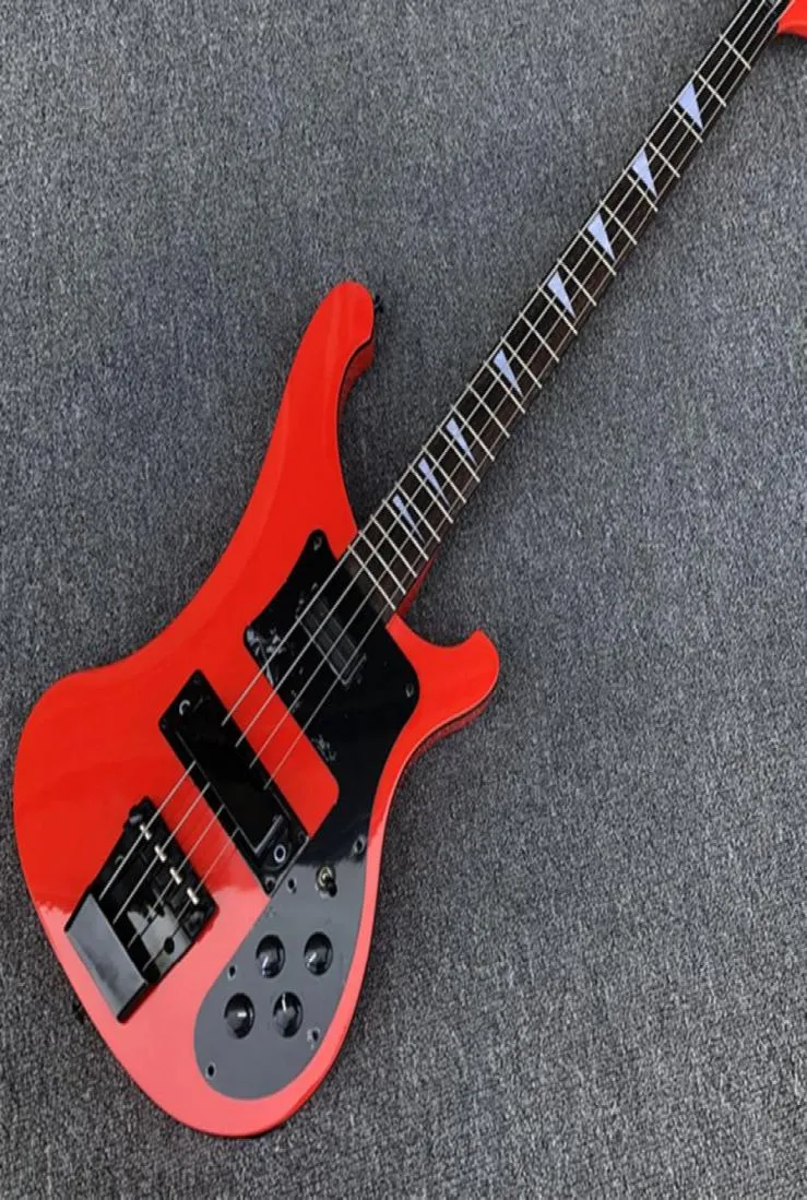 Top Quality 4 Strings Red 4003 Electric Bass Guitar Black Body Binding BlackHardware Rosewood Fretboard Triangle White Pearl I6608605