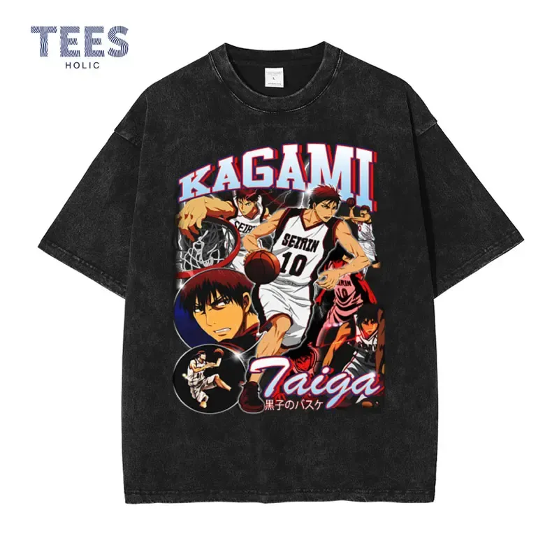 トップス TAR x KAGAMI T-Shirt Kagami Taiga Anime Graphic T-Shirt Casual Vintage Washed Oversized