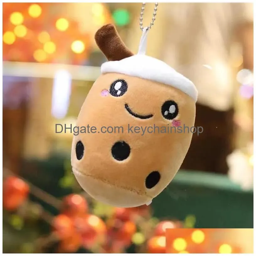 Porte-clés Longes Kaii Bubble Tea Porte-clés Soft P Toy Peluche Boba Doll Mignon Sac à dos Décoration Meilleurs cadeaux d'anniversaire pour Drop Deli Dhwmr