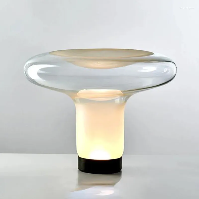 Lampes de table champignon en verre moderne pour chambre à coucher lumière blanche chevet salon décoration