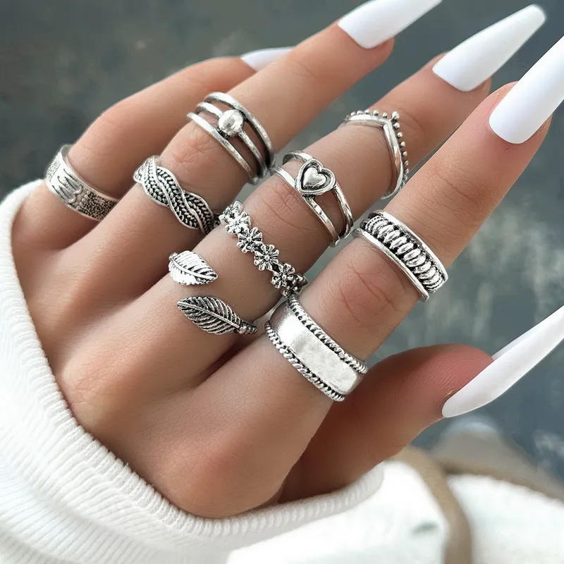 Anelli YADOCA 9 PCS Nocca Anello Aperto per Donne Ragazze Vintage Boho