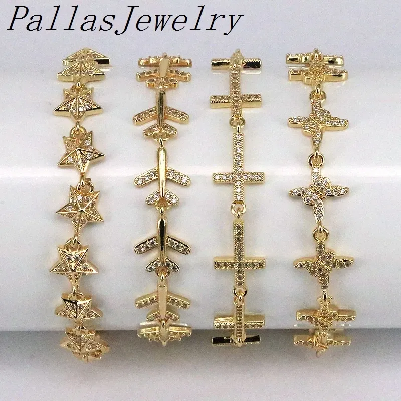 Bracelets 5pcs Crystal Crystal Gold plaqué Nouveau étoile Bracelet avion avion Bracelet Adjustable Charm pour filles bijoux