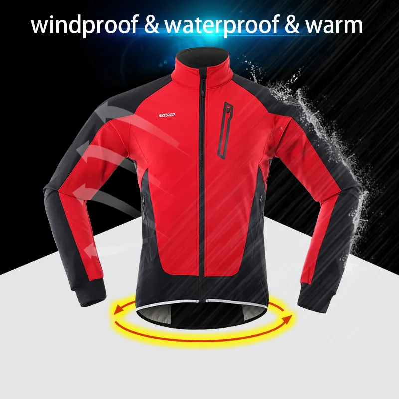 Pantalon Cyclisme Hiver Arsuxeo – Noir/rouge, Thermique, Taille M Homme