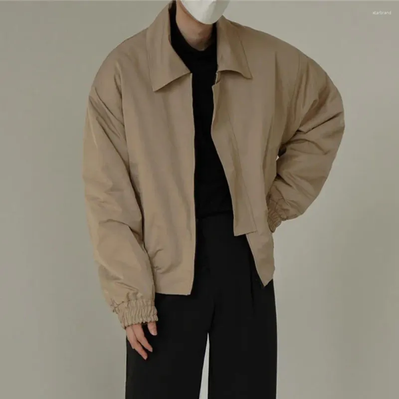 Men's Jackets Fashion Men Jacket Comfortable Casual Universal Lapel Collar Nude Color Trench Coat Windproof