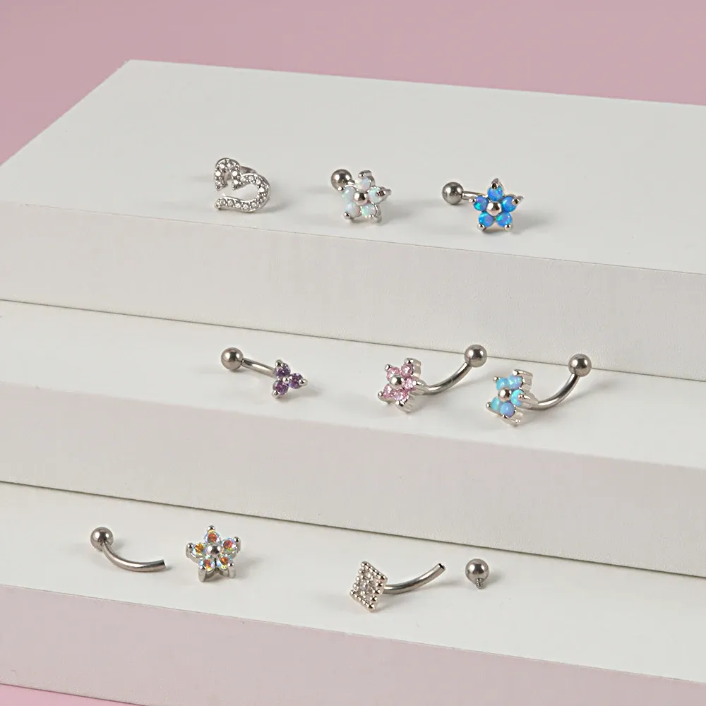 Dropship 12Pcs 16G Rook Piercing Eyebrow Rings For Women Men Stainless Belly Lip Ring CZ Cartilage Tragus Piercing Curved Barbell Rook Daith Earrings For Women 6mm to Sell Online at a Lower
