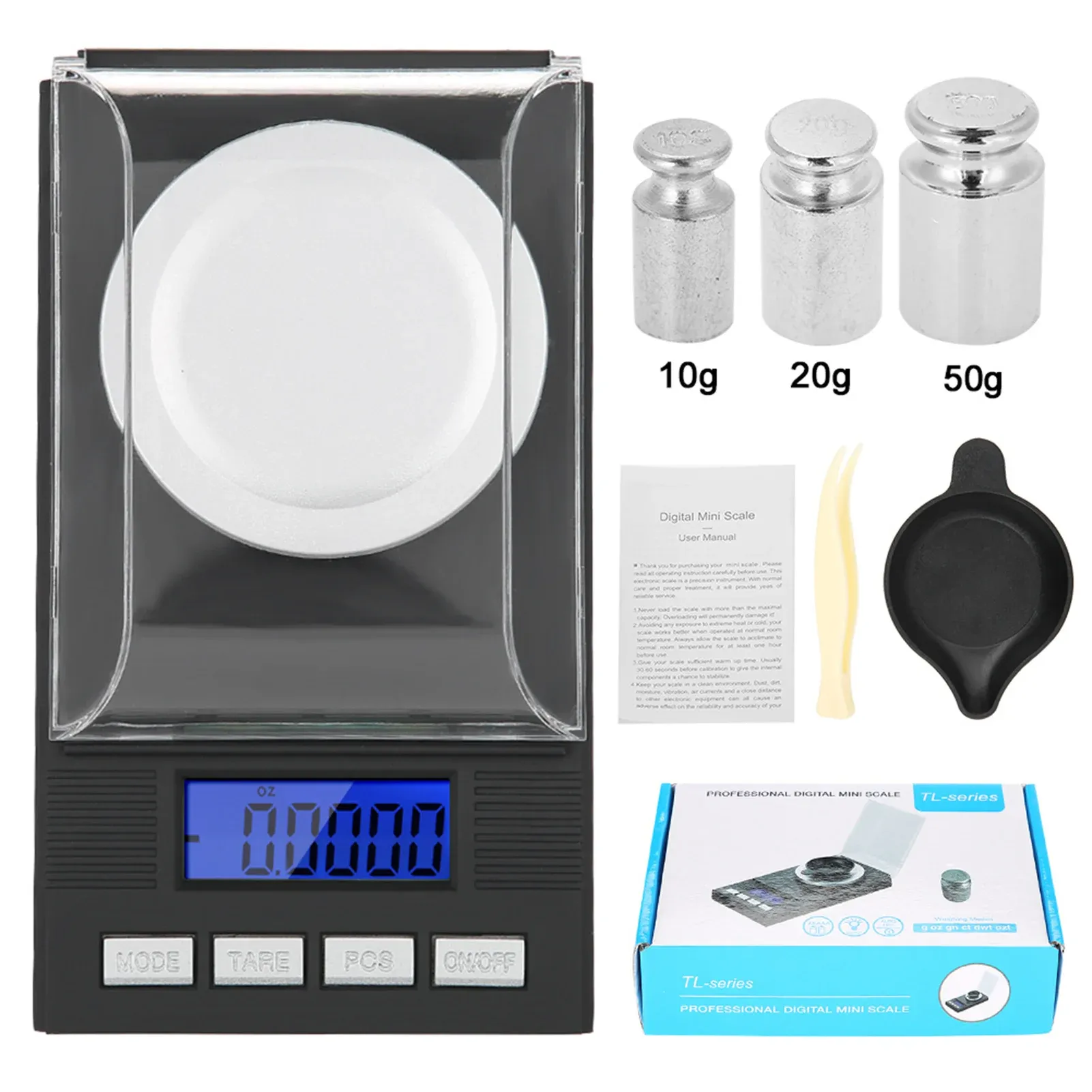 Équipements 10g / 20g / 50g / 100g MINI Portable Electronic Digital Scale 0,001 g de poche de haute précision bijoux Diamond Gem Balance de poids