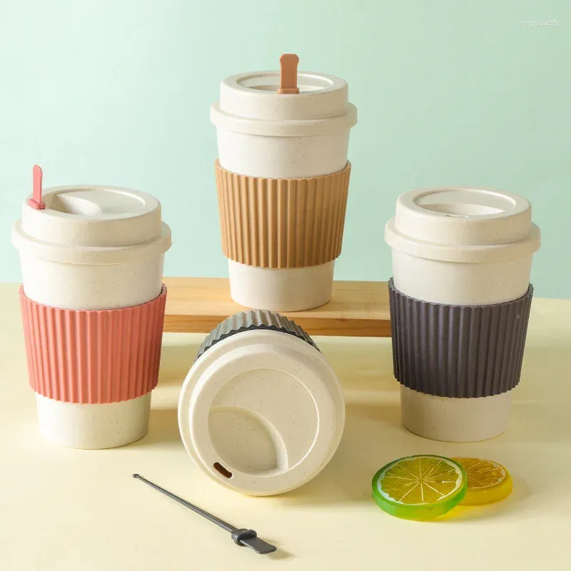 Mugs The Latest Coffee Cup Water With Cover Simple Handy Portable Wheat Straw