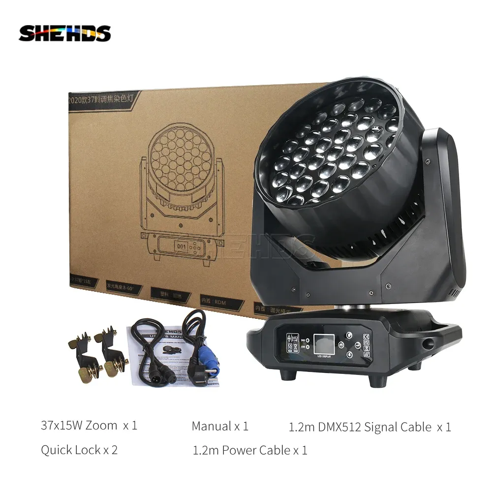 Shehds LED 37x15w Wash Zoom RGBW 4 I 1 Moving Head Lighting Hierarkical Rainbow Beam DJ Stage Light