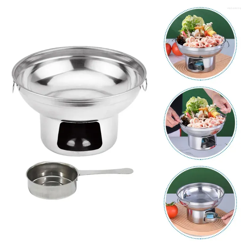 Ensembles d'ustensiles de cuisine, poêle à alcool en acier inoxydable, Portable, pique-nique en plein air, récipient chauffant pour aliments, petit Pot (tasse de 20cm, 20cm)