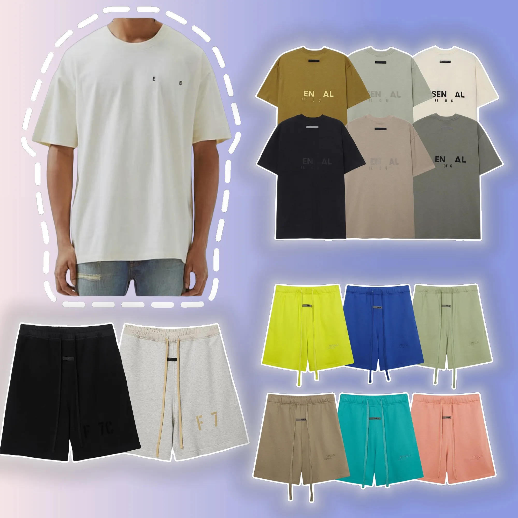 2024 Designer Summer Classic Tee EssencialLoungewear FOG 1977 Lounge Shorts Uomo Donna Pullover Hip Hop Oversize Jersey Casual Loose Crop Fited