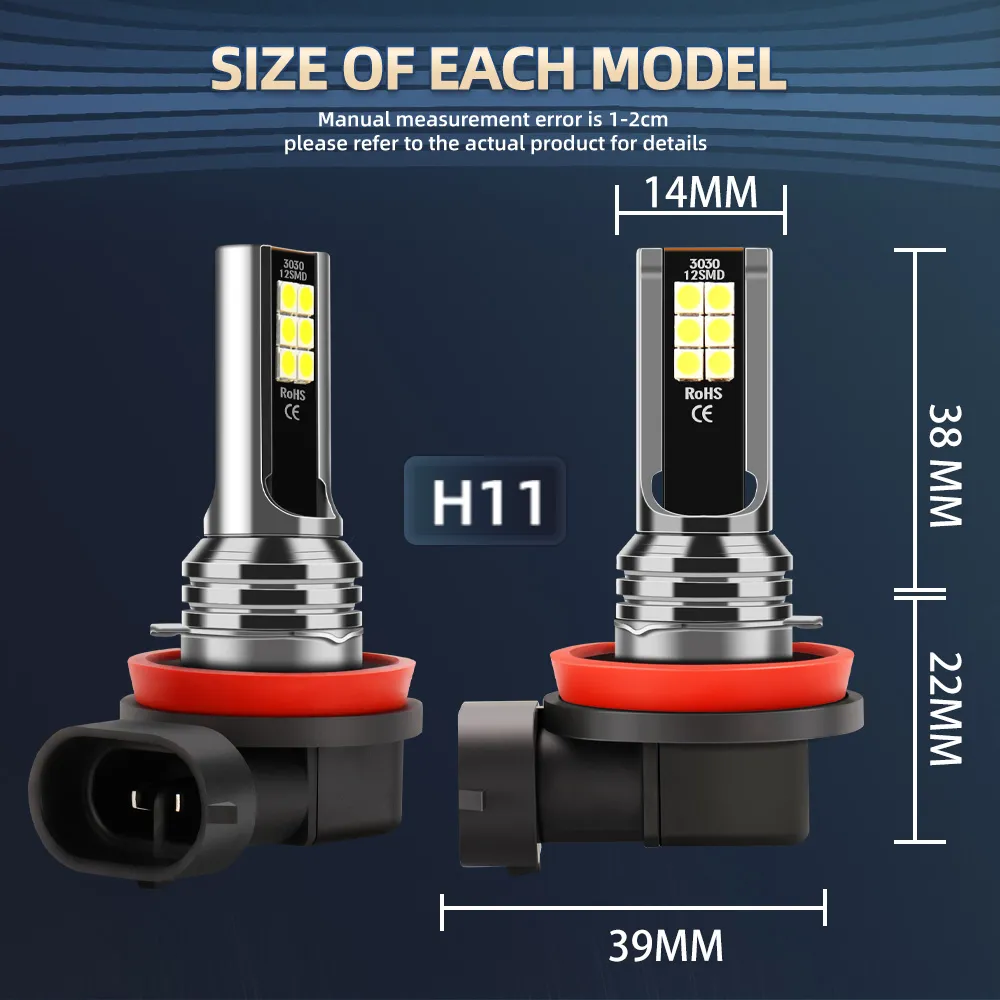 Combo 9005+9006+H11 LED Headlight Hi/Low Beam Bulb HB3 HB4 6500K Fog