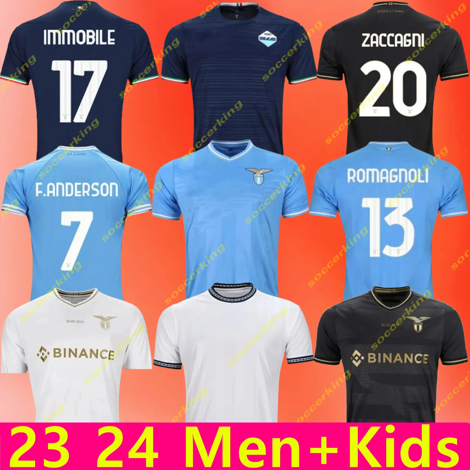 23 24 Lazio Immobile maglie da calcio maglie 2023 2024 IMMOBILE LUIS BASTOS SERGEJ BADELJ LUCAS J.CORREA ZACCAGNI MARUSIC uomo bambini kit maglia da calcio 10 ° anniversario