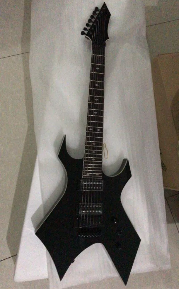 whole custom high quality 7 strings bcri Shaped electric guitar in black whith a locking rope guitar 1801062186407