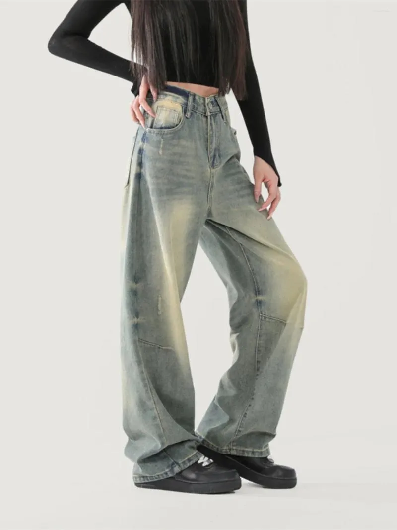 Kvinnors jeans y2k blå vintage baggy denim byxor harajuku överdimensionerade cowboybyxor 90 -tal estetiska streetwear 2000s kläder 2024